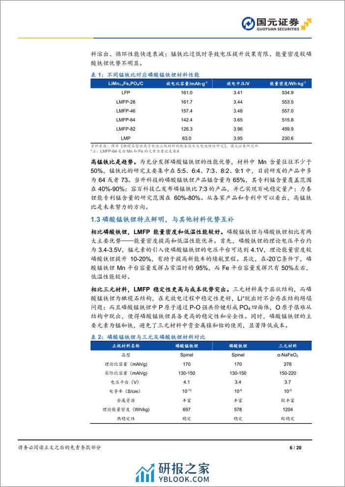 磷酸锰铁锂行业深度报告：技术驱动产品升级，商业化进程加速-240321-国元证券-20页 - 第6页预览图