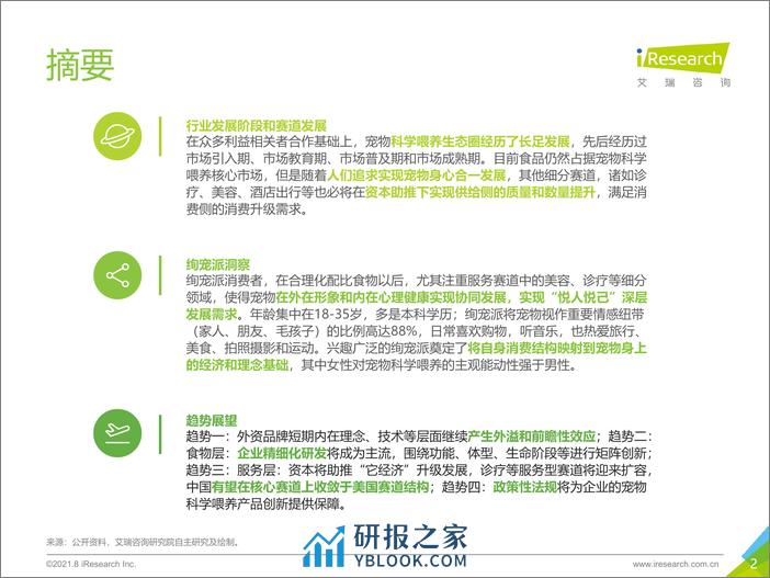 艾瑞咨询：2021年中国宠物科学喂养行业研究报告 - 第2页预览图