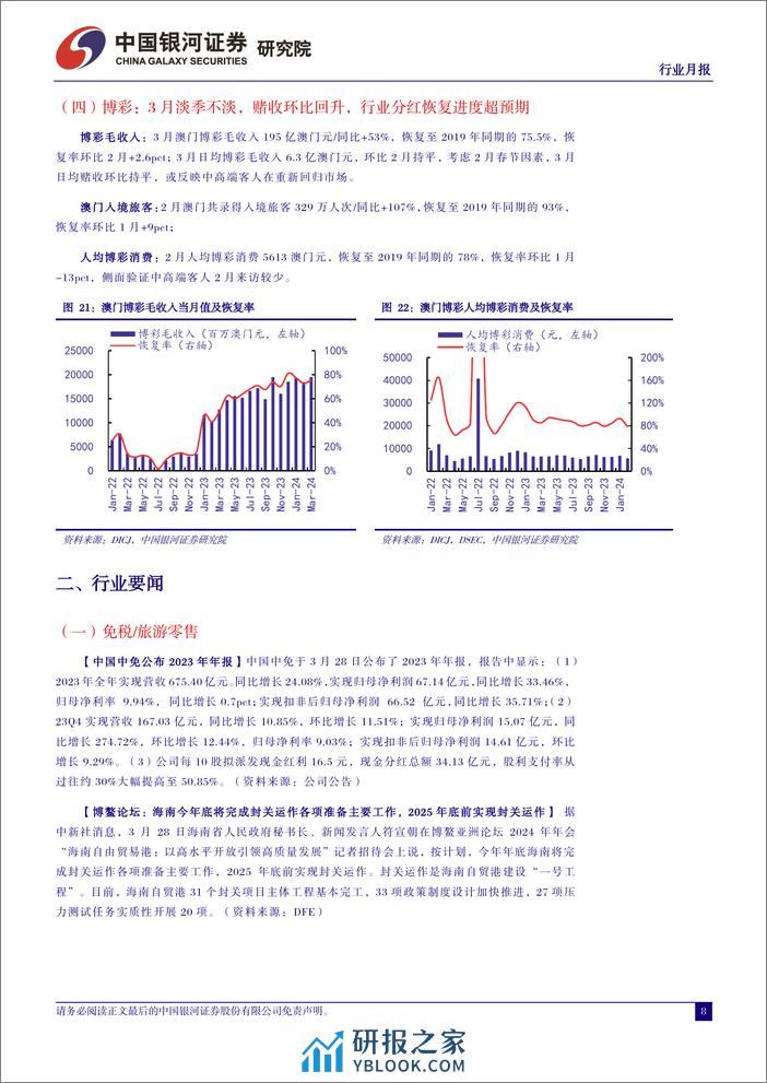 社会服务行业月报：“旺季更旺、淡季更淡”背景下，重视行业投资节奏变化-240401-银河证券-13页 - 第8页预览图