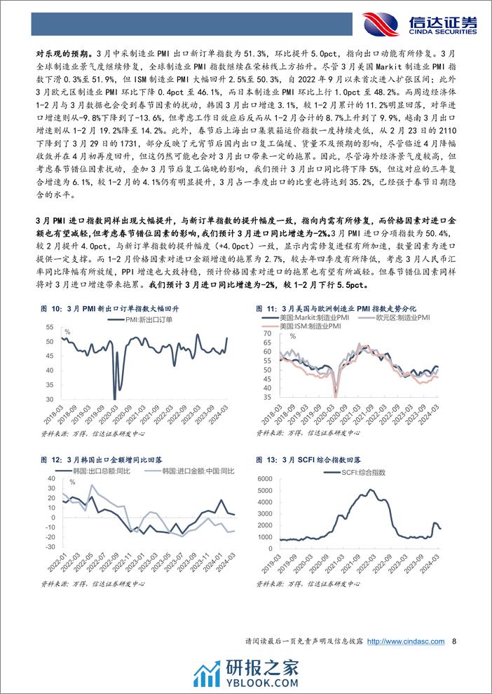 2024年3月经济数据展望：春节错位或拖累3月工业出口增速，但Q1GDP仍有望超5%25-240410-信达证券-17页 - 第8页预览图