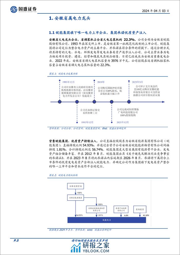 皖能电力-000543.SZ-以皖为基，外延、内生同步扩张，火绿储多轮驱动-20240403-国盛证券-25页 - 第5页预览图