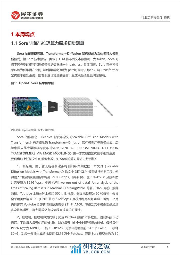 Sora将创造多少算力需求？-民生证券 - 第3页预览图