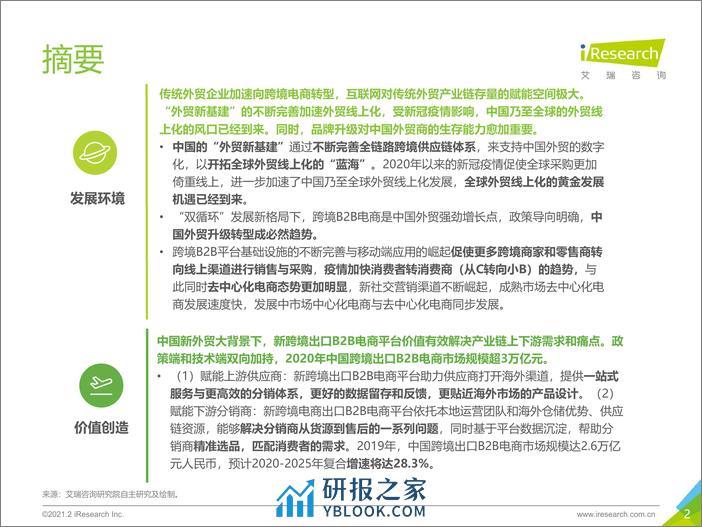 2021-2021年中国新跨境出口B2B电商行业研究报告 - 第2页预览图