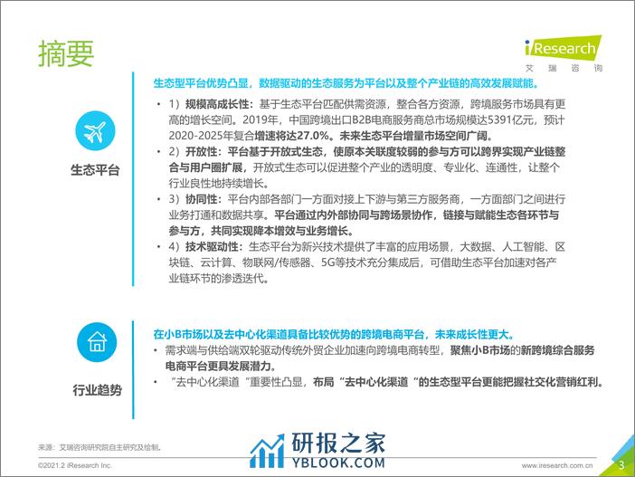 2021-2021年中国新跨境出口B2B电商行业研究报告 - 第3页预览图