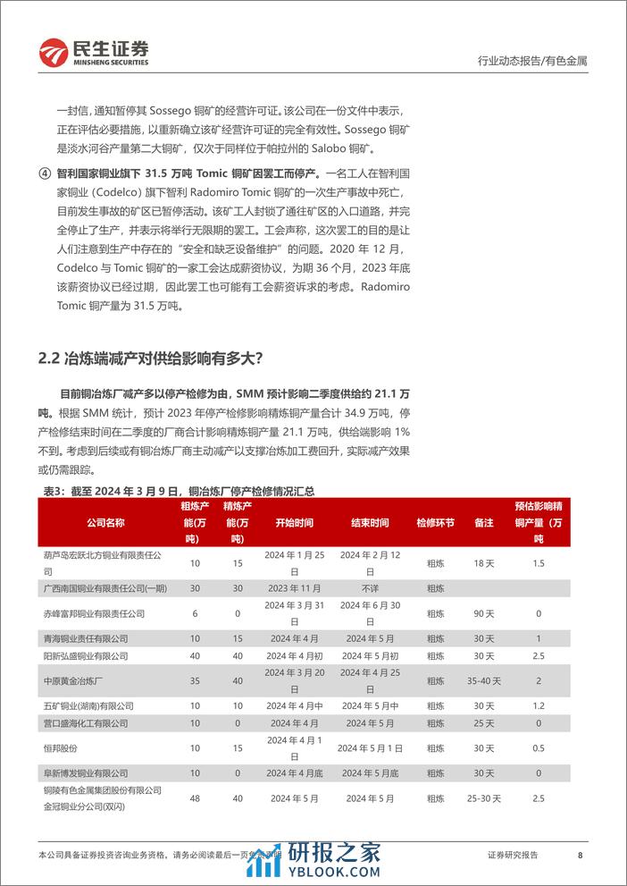 铜行业动态报告：矿端紧张到铜产量下降传导即将完成，铜价进入主升浪-240319-民生证券-14页 - 第8页预览图