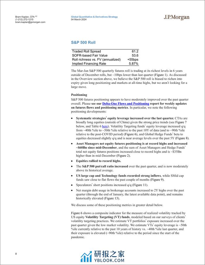 JPMorgan-US Equity Futures Rollover Outlook March - June 2024-106842974 - 第8页预览图