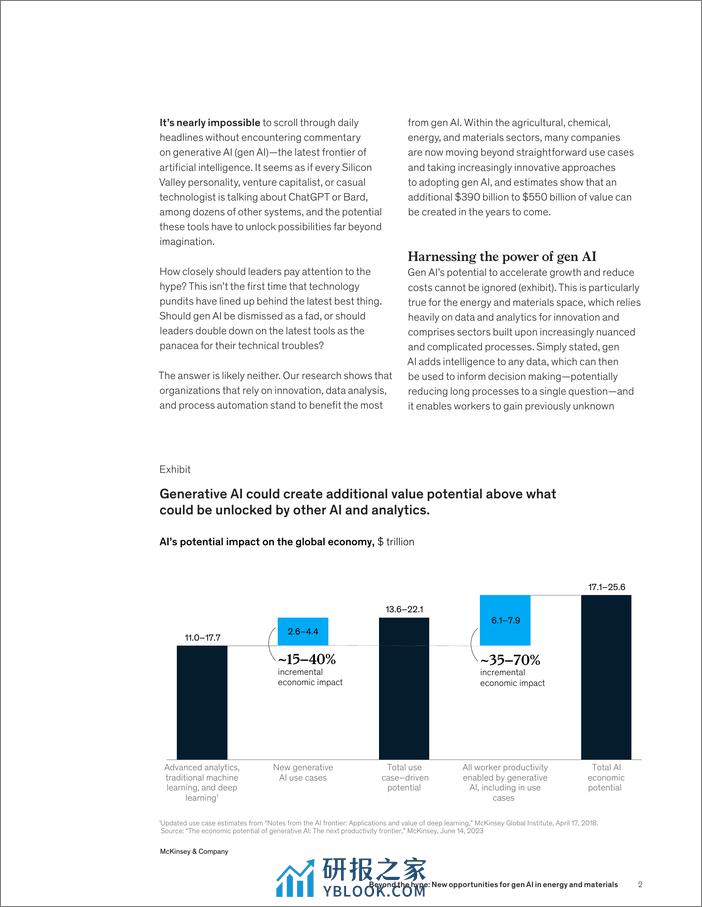 麦肯锡：生成式人工智能在能源和材料领域中的新机遇（英文版） - 第2页预览图