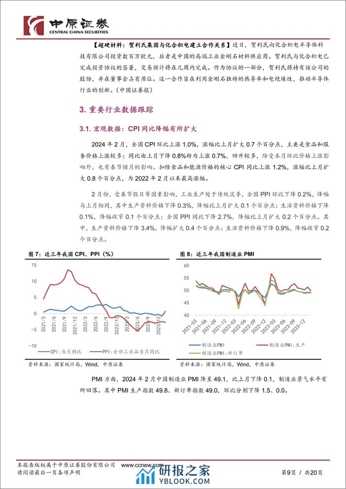 新材料行业月报：半导体销售额同比增长，超硬制品1-2月出口量大幅增加-240330-中原证券-20页 - 第8页预览图