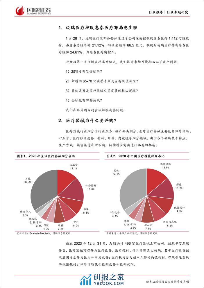 医药生物：如何看待迈瑞控股惠泰医疗？ - 第3页预览图