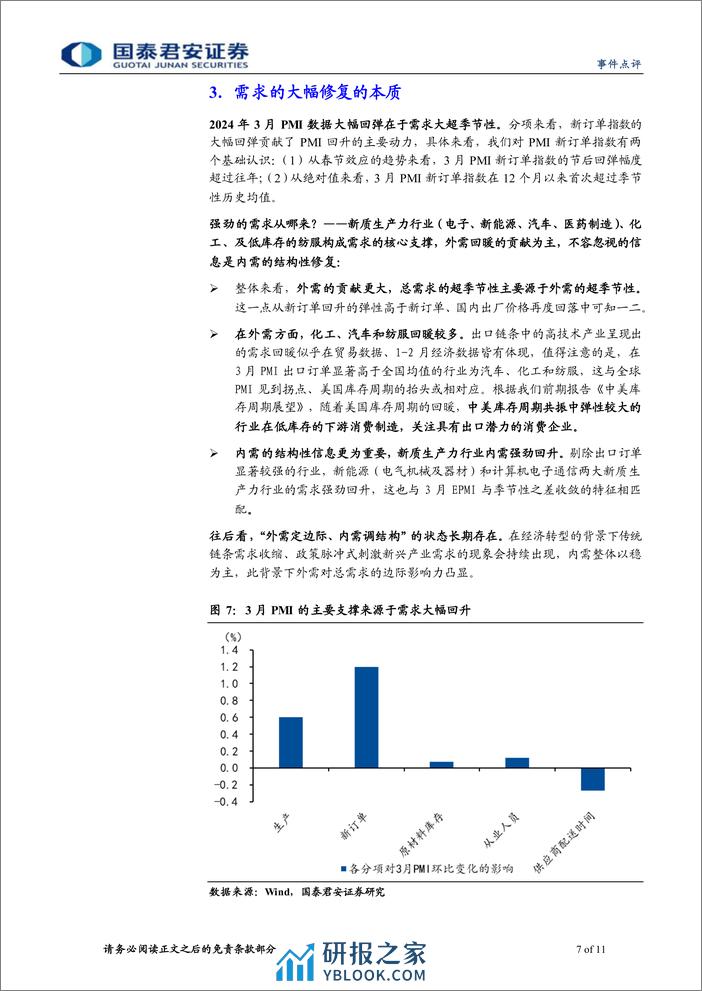 2024年3月PMI数据点评：外需定边际，内需调结构-240331-国泰君安-11页 - 第7页预览图