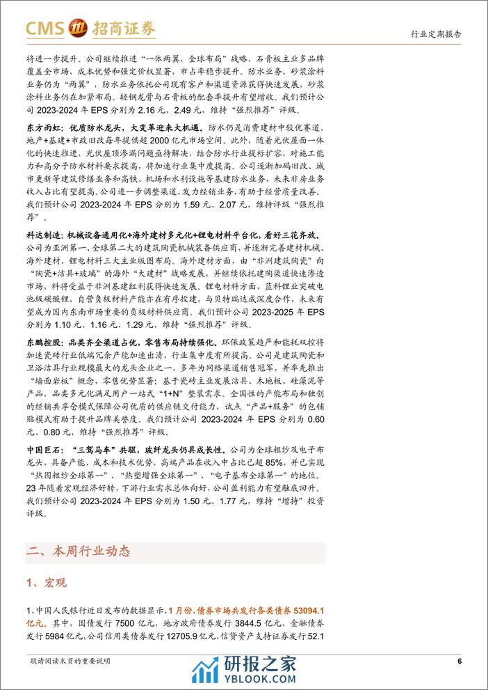 建材行业定期报告：标本兼治继续优化房地产政策，特别国债释放积极信号-240310-招商证券-22页 - 第6页预览图