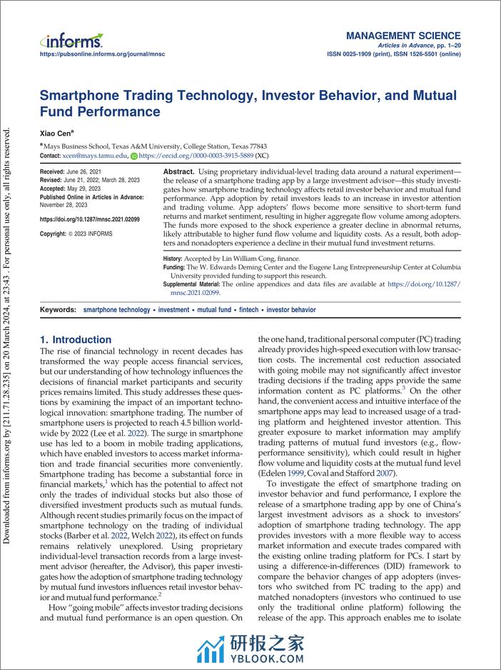 MS-智能手机交易技术、投资者行为和共同基金表现（英）-22页 - 第2页预览图
