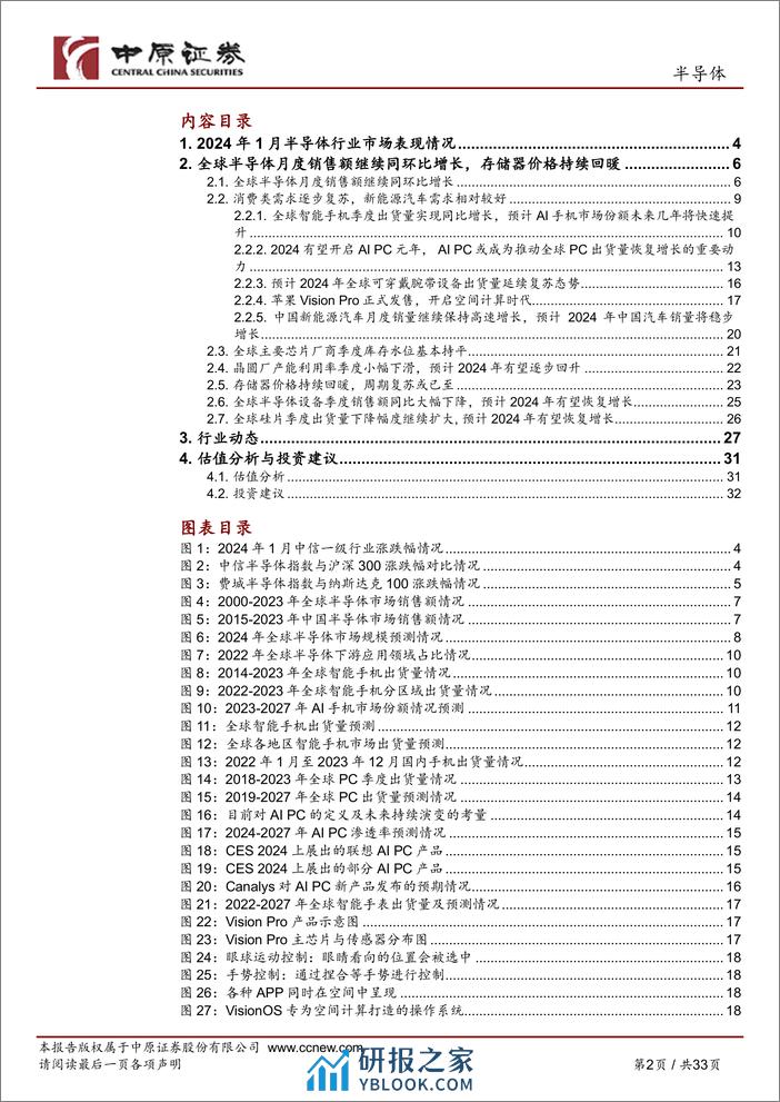 半导体行业月报：全球半导体月度销售额继续同环比增长，关注MR产业链-20240208-中原证券-33页 - 第2页预览图