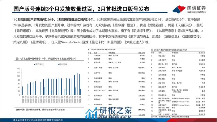 游戏行业1-2月回顾与展望：版号稳态发放，关注产品周期及AIGC催化-240306-国信证券-27页 - 第7页预览图