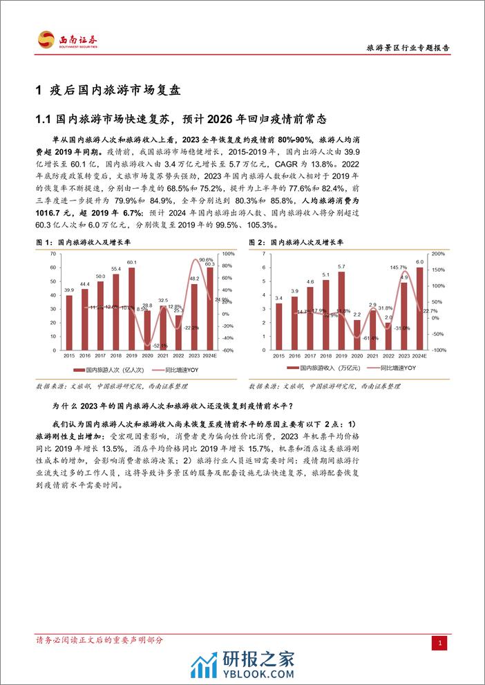 旅游景区行业专题报告：一文讲清楚国内旅游市场复苏的持续性-240305-西南证券-21页 - 第5页预览图