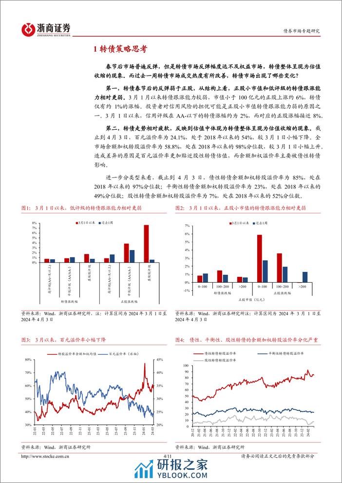 转债策略思考：转债交投情绪边际改善，4月基本面主导行情-240407-浙商证券-11页 - 第4页预览图