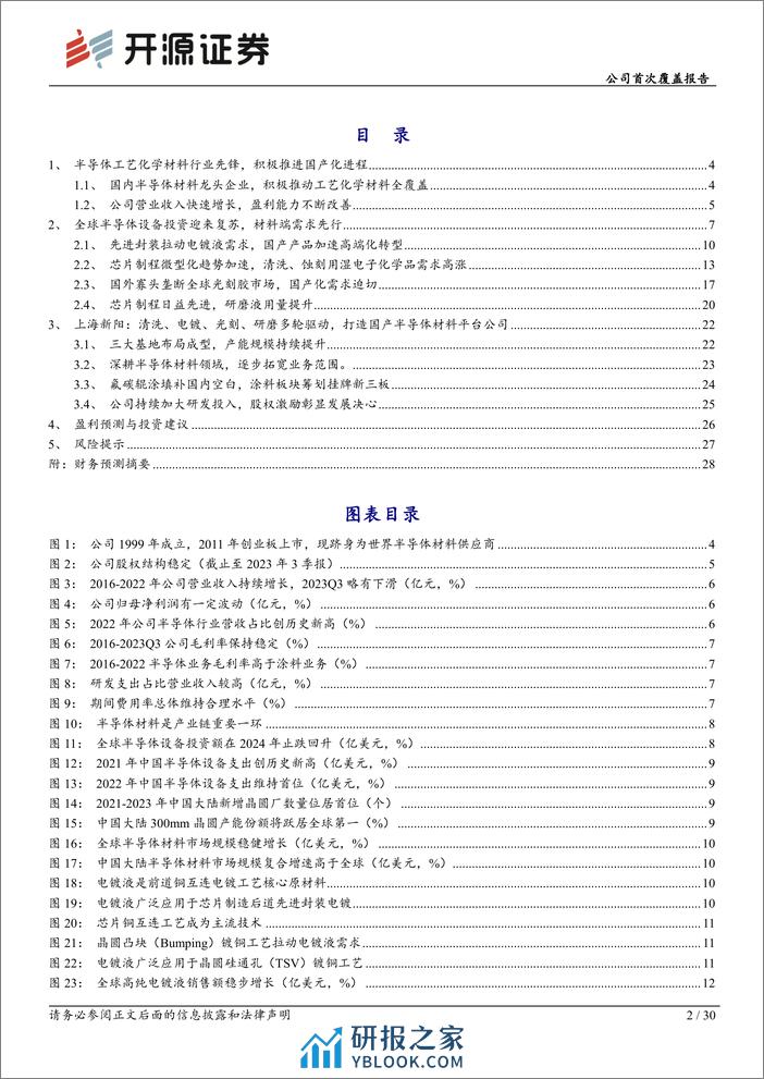 深度报告-20240103-开源证券-上海新阳-300236.SZ-公司首次覆盖报告_晶圆及先进封装材料国内领先_高端光刻胶进展顺利_30页_3mb - 第2页预览图