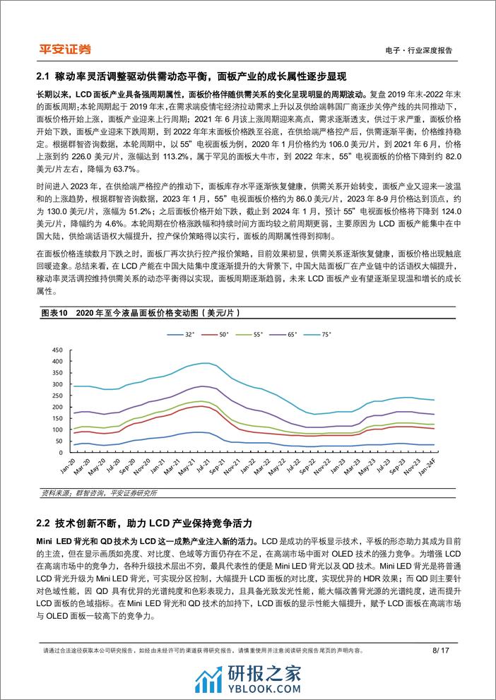 显示面板系列专题（一）-LCD篇：供给端控产保价策略成效初现，面板行业周期属性趋弱 - 第8页预览图