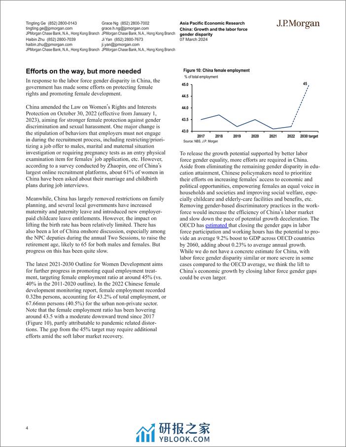 JPMorgan Econ  FI-China Growth and the labor force gender disparity-106902776 - 第4页预览图