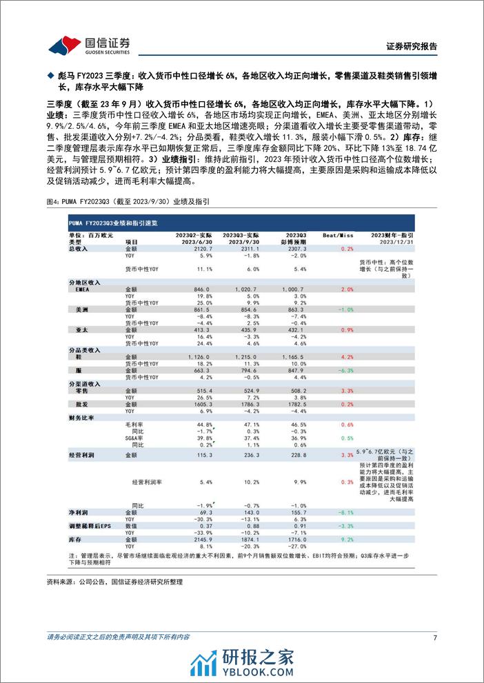 纺织服饰：国际品牌季报总结：品牌库存去化进展明显，看好供应商订单恢复确定性 - 第7页预览图