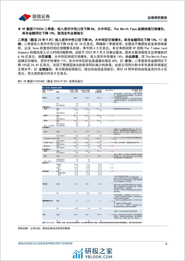 纺织服饰：国际品牌季报总结：品牌库存去化进展明显，看好供应商订单恢复确定性 - 第8页预览图