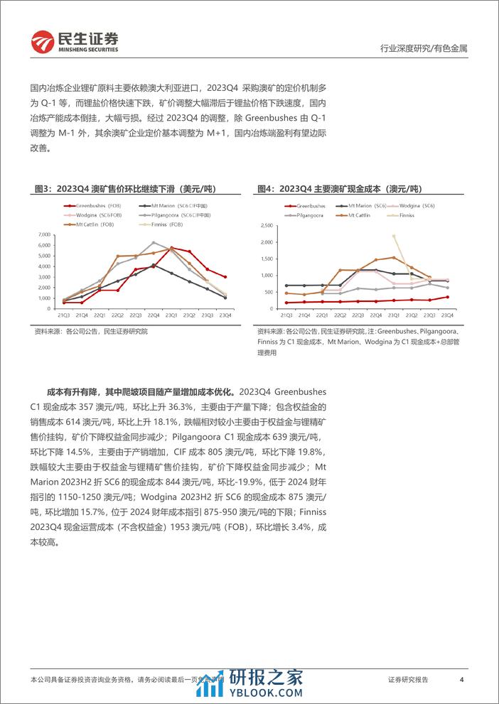 真“锂”探寻系列11：澳矿23Q4跟踪：扩产爬坡+控本是“关键词”-20240221-民生证券-20页 - 第4页预览图