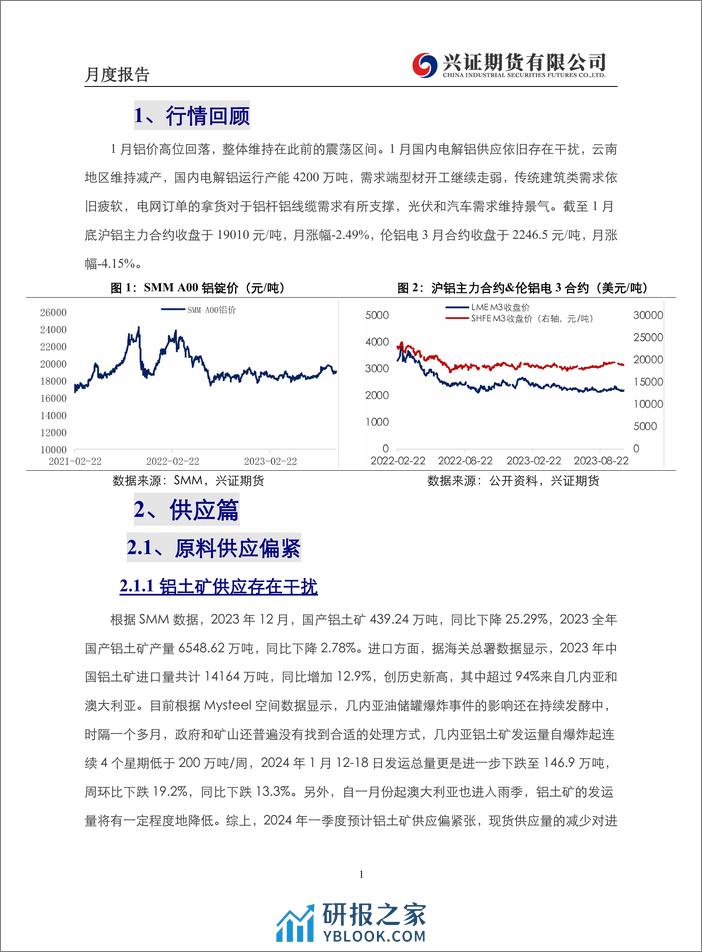 铝月度报告：库存维持低位，铝价偏强震荡-20240202-兴证期货-19页 - 第6页预览图