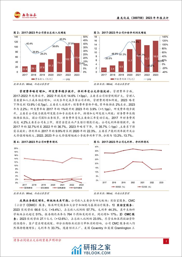 康龙化成-300759.SZ-成熟业务稳健增长，新兴板块未来可期-20240401-西南证券-12页 - 第5页预览图