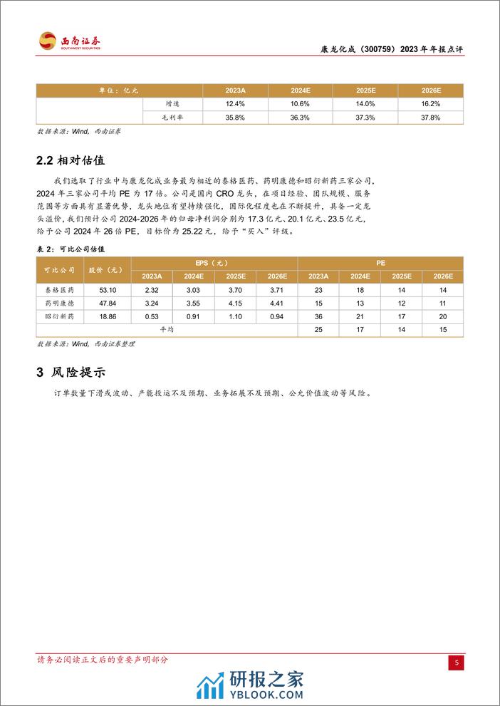 康龙化成-300759.SZ-成熟业务稳健增长，新兴板块未来可期-20240401-西南证券-12页 - 第8页预览图