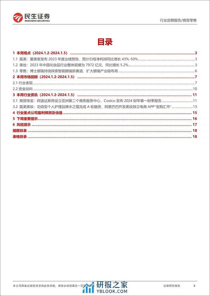 零售周观点：爱美客发布2023年度业绩预告，2023年中国化妆品行业市场规模同比+5.2%-民生证券 - 第2页预览图