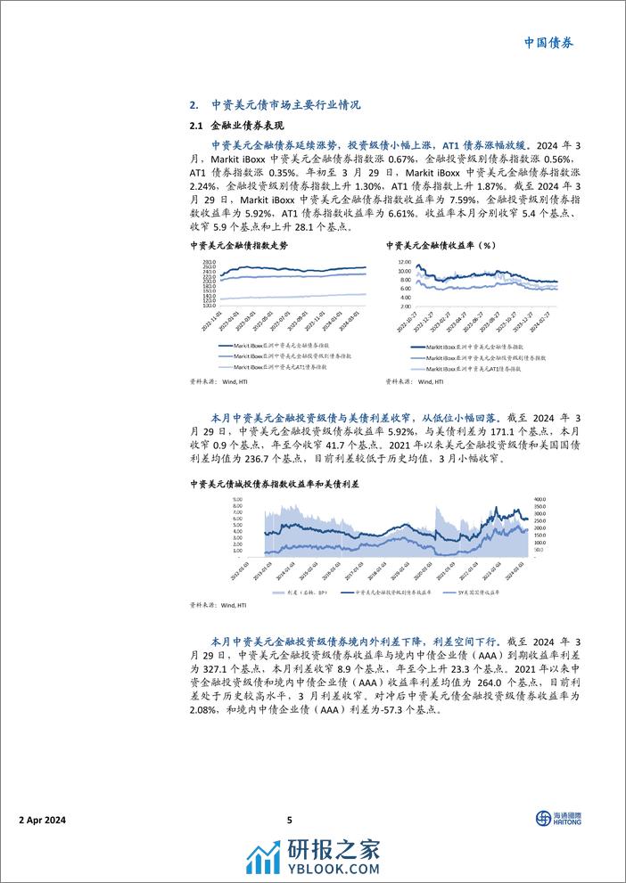 中资美元债市场3月报：美债高位回落，市场止跌上涨-240402-海通国际-20页 - 第5页预览图