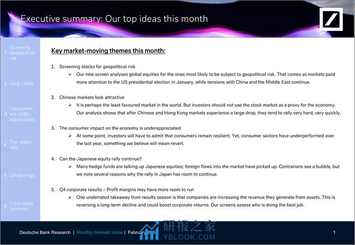 Deutsche Bank-Thematic Research Monthly thematic ideas-106301840 - 第2页预览图