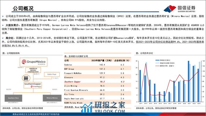 工业金属-海外铜企专题1-南方铜业（SCCO.N）-坐拥优质铜资源-低成本、高成长-国信证券 - 第4页预览图