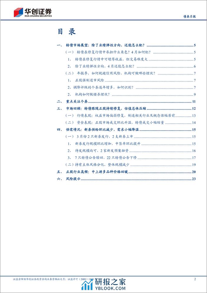 【债券月报】4月可转债月报：除了业绩弹性方向，还能怎么配？-240402-华创证券-26页 - 第2页预览图