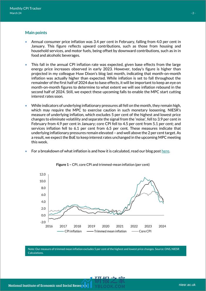 英国国家经济和社会研究所-英国月度CPI追踪-明天的货币政策委员会会议预计不会降息（英）-2024.3-7页 - 第2页预览图