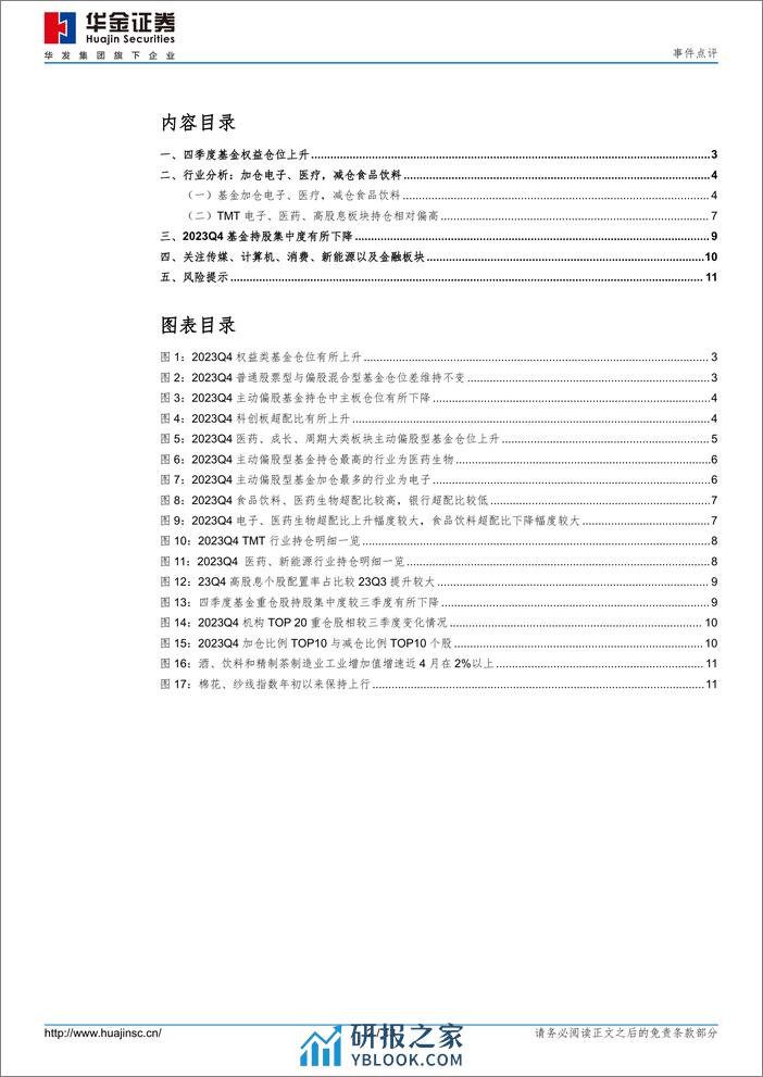 2023Q4基金持仓点评：加仓电子、医药，减仓白酒、新能源-20240209-华金证券-13页 - 第2页预览图