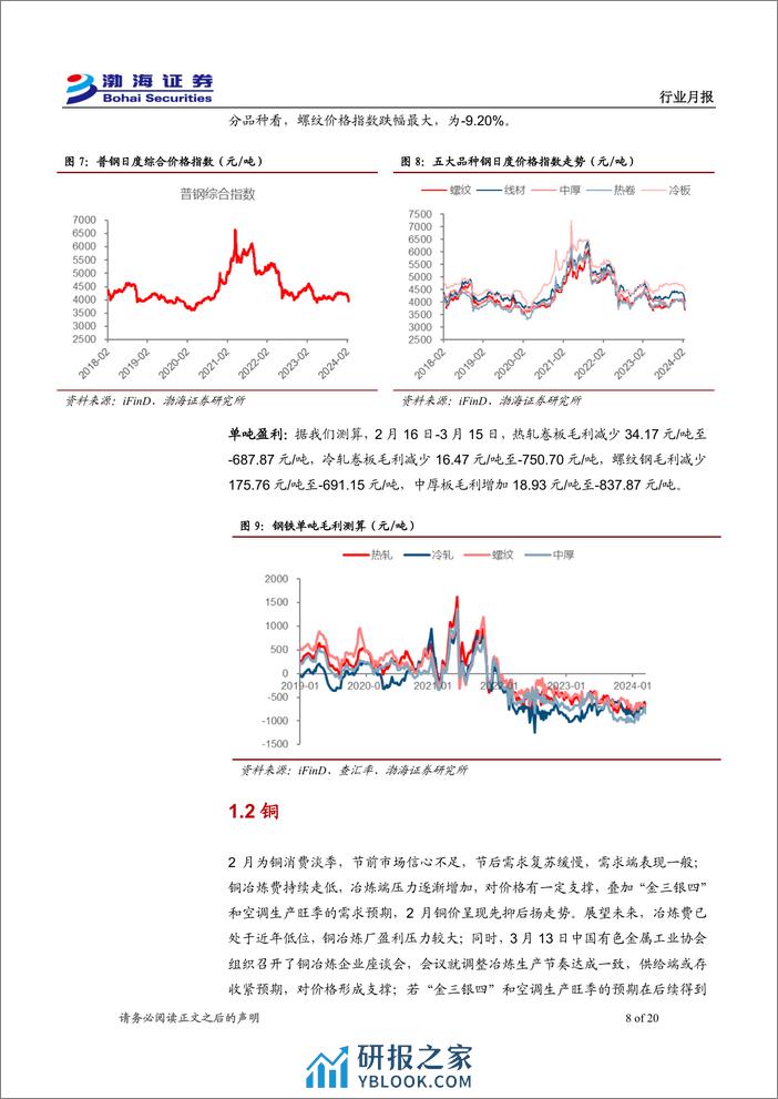 金属行业3月月报：基本面短期改善，多数金属价格走强-240320-渤海证券-20页 - 第8页预览图