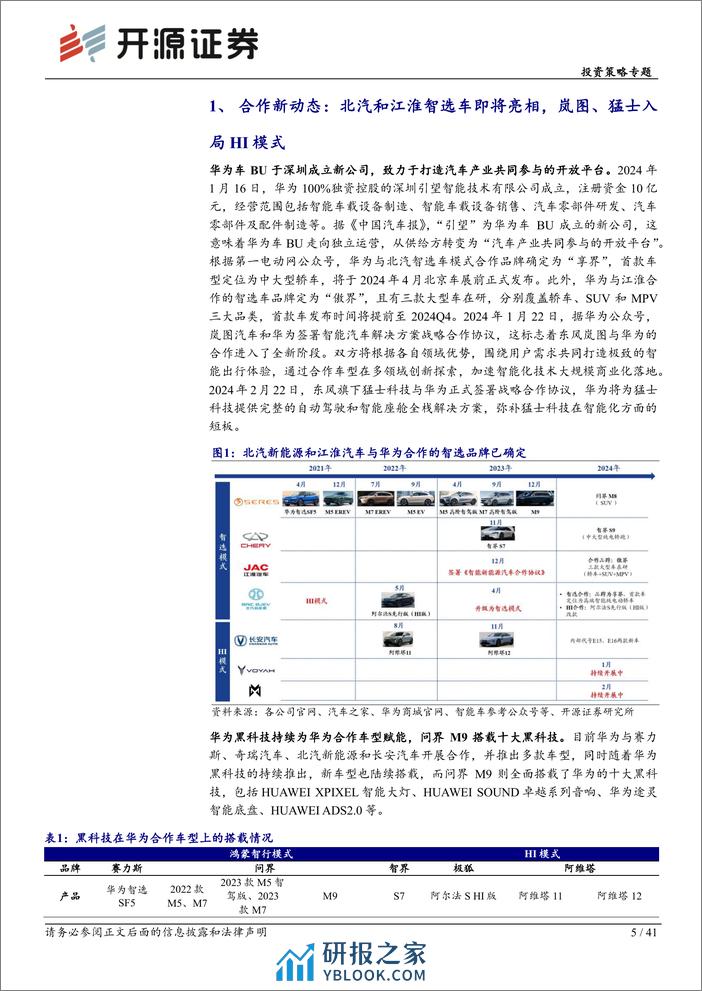 华为产业链专题系列：华为黑科技，科技赋能，打破智能车“天花板”-开源证券-2024.3.24-41页 - 第5页预览图