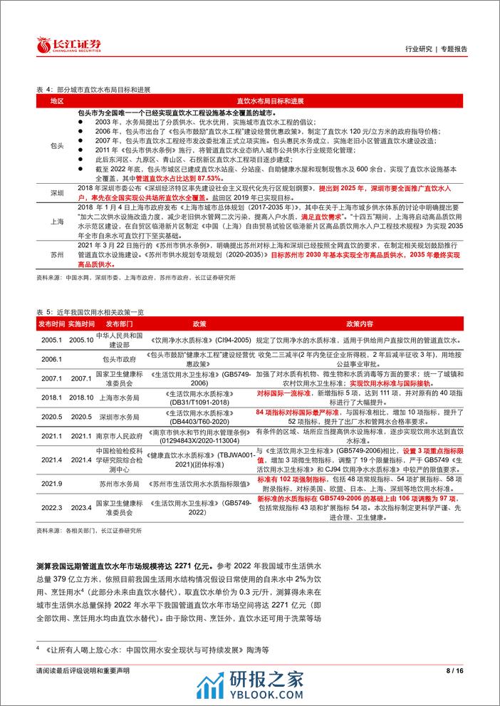 环保行业管道直饮水行业解读与项目盈利性分析：自来水的消费升级-240311-长江证券-16页 - 第8页预览图