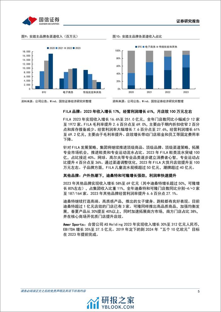 安踏体育(02020.HK)2023年归母净利润增长35%25，多品牌引领增长-240327-国信证券-12页 - 第5页预览图