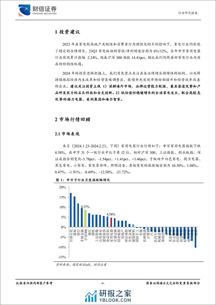 家用电器行业月度点评：白电景气度较高，外销继续提速-20240223-财信证券-13页 - 第4页预览图