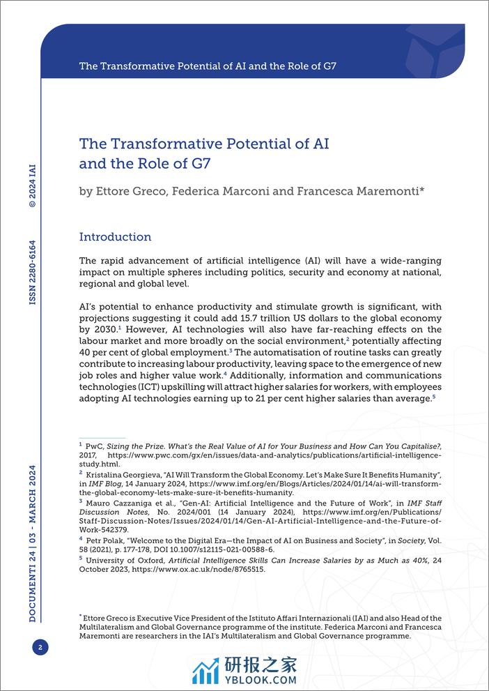 国际事务研究院-人工智能的变革潜力与七国集团的作用（英）-2024.3-12页 - 第2页预览图