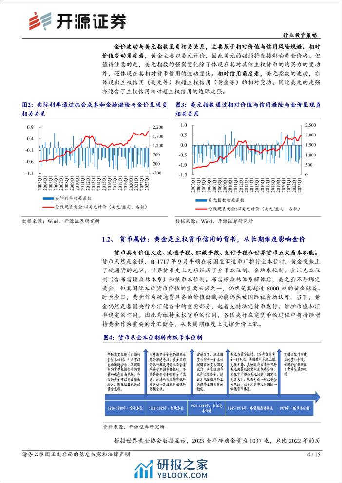 有色金属行业投资策略-黄金价格定量分析：2024年金价有望延续上行趋势-240321-开源证券-15页 - 第4页预览图