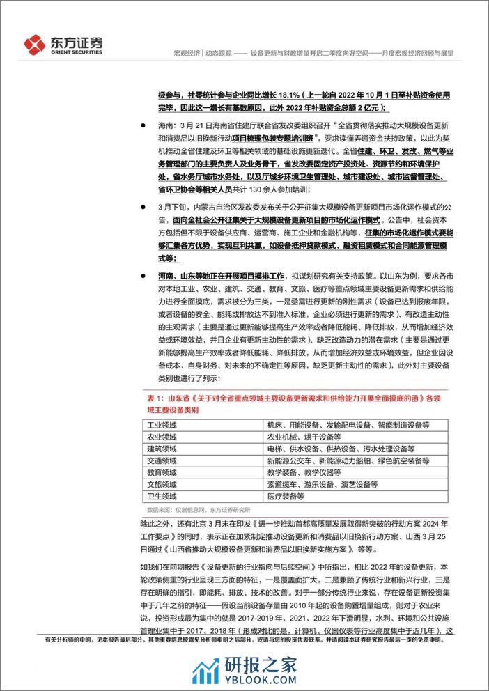 月度宏观经济回顾与展望：设备更新与财政增量开启二季度向好空间-240407-东方证券-11页 - 第4页预览图