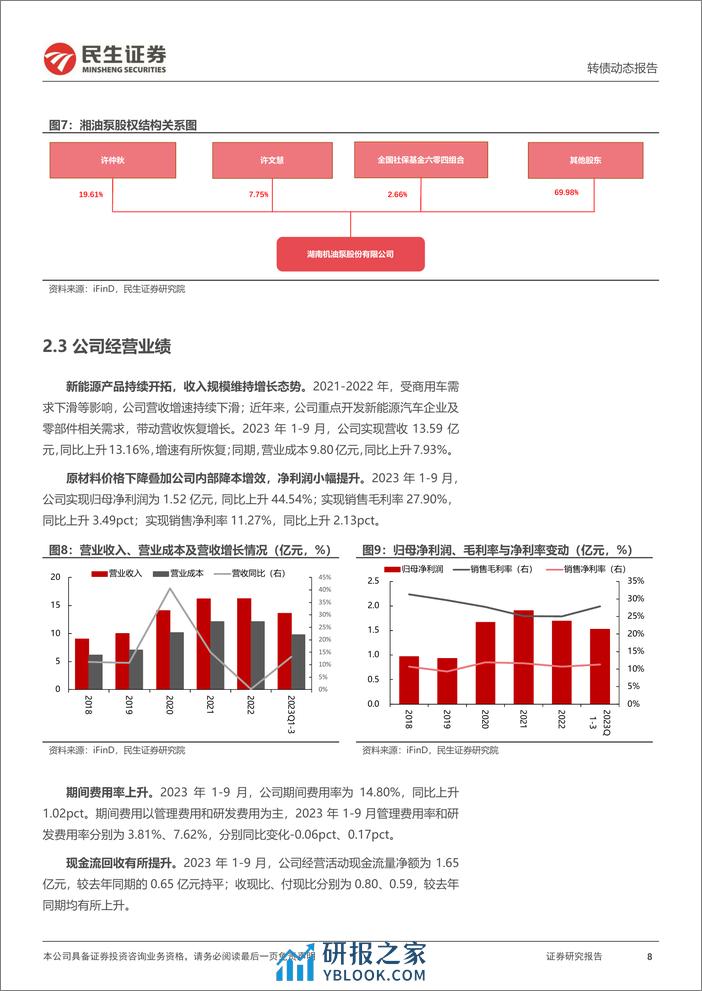 可转债打新系列-湘泵转债：国内发动机润滑冷却泵龙头-240331-民生证券-14页 - 第8页预览图