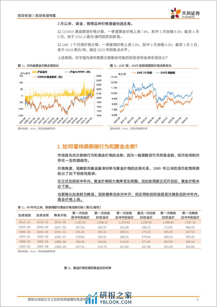 固定收益专题：黄金创新高，债市怎么看？-240410-天风证券-17页 - 第4页预览图