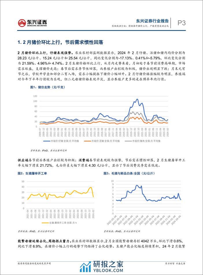 农林牧渔行业生猪养殖行业月度跟踪：情绪推升猪价上行，产能有望波动去化-240325-东兴证券-10页 - 第2页预览图