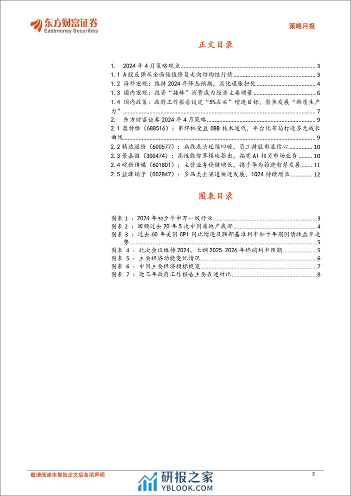 策略月报：A股二季度有望保持结构性复苏行情-240401-东方财富证券-13页 - 第2页预览图