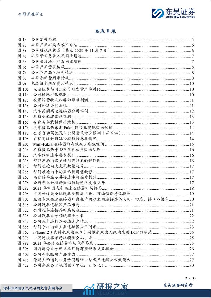 东吴证券-电连技术-300679-手机射频连接器国内领军者，车载高速连接器放量助力业绩再腾飞 - 第3页预览图