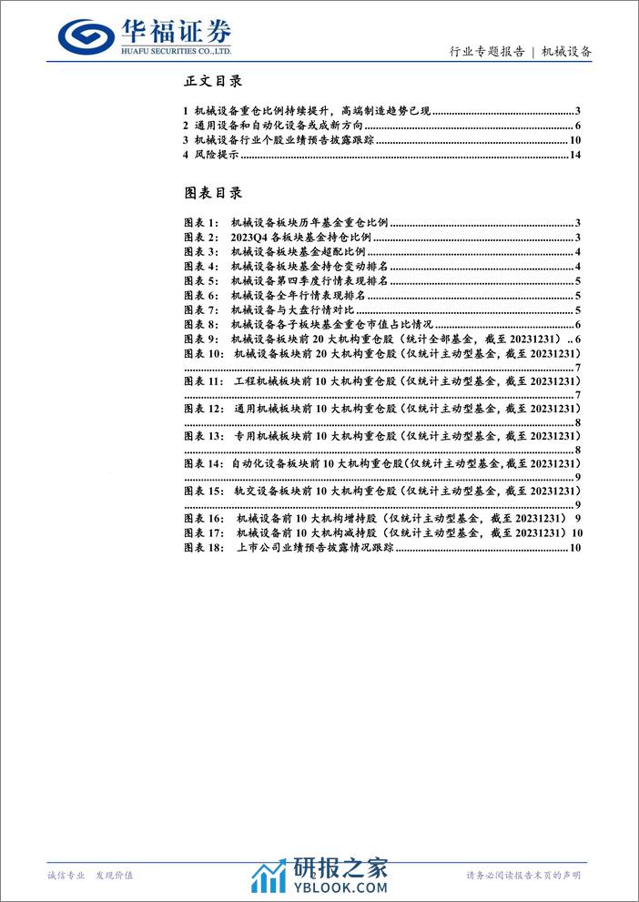 2023年四季度机械设备基金持仓分析：蓄芳待来年-20240202-华福证券-15页 - 第2页预览图